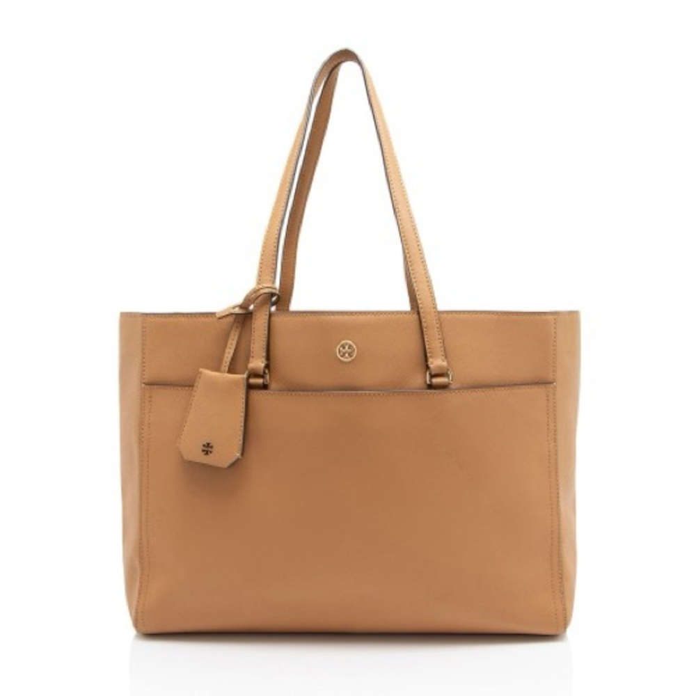 Tory Burch Robinson Tan Saffiano Leather Tote Bag MSRP $400